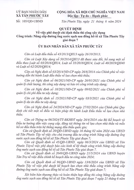 Long An: Loi Loi Phat duoc chi dinh 3 goi thau tai Tan Phuoc Tay
