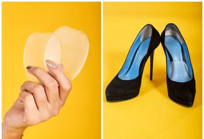 5. Dùng miếng lót giày bằng silicone: Có 2 loại lót được bán ở trong các cửa hàng: lót dài bằng đôi giày để bảo vệ toàn bộ đế hoặc một nửa đặt phía dưới ngón chân hoặc gót chân. Chúng có thể giúp giảm ma sát, hạn chế phồng rộp da và hữu ích cho đôi giày rộng.