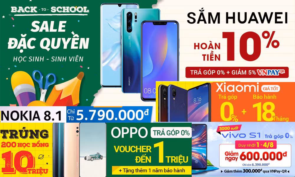 Các hãng khác như Oppo, Vivo, Huawei, Xiaomi… và ngay cả iPhone cũng đưa ra nhiều chương trình khuyến mại giảm giá tháng cô hồn hấp dẫn.