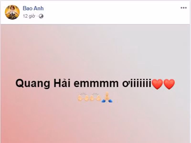 Ca sĩ Bảo Anh gọi tên cầu thủ Quang Hải.