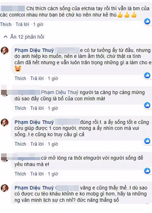 Chia sẻ về ồn ào trước kia với bạn bè, vợ cũ của Hiệp Gà cho hay: "Do anh Hiệp không muốn nên em làm ầm thôi. Chứ thật ra tình cảm đã hết nhưng em vẫn luôn trân trọng những gì anh làm cho em".