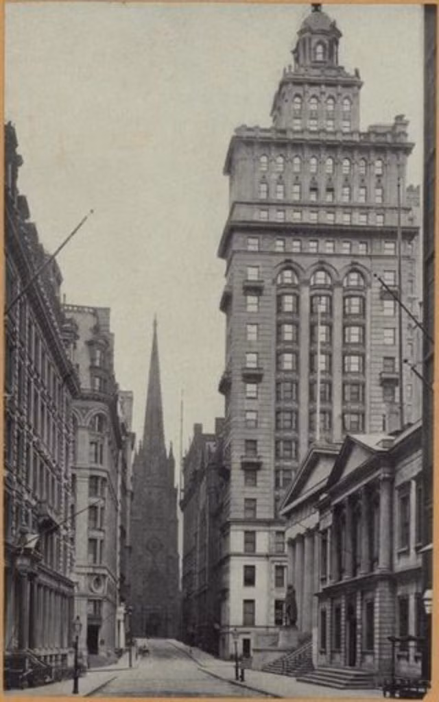 Hình ảnh phố Wall nổi tiếng ở thành phố New York, Mỹ năm 1872. Vào cuối thế kỷ 19 - đầu thế kỷ 20, con phố này chưa sầm uất, náo nhiệt như bây giờ.