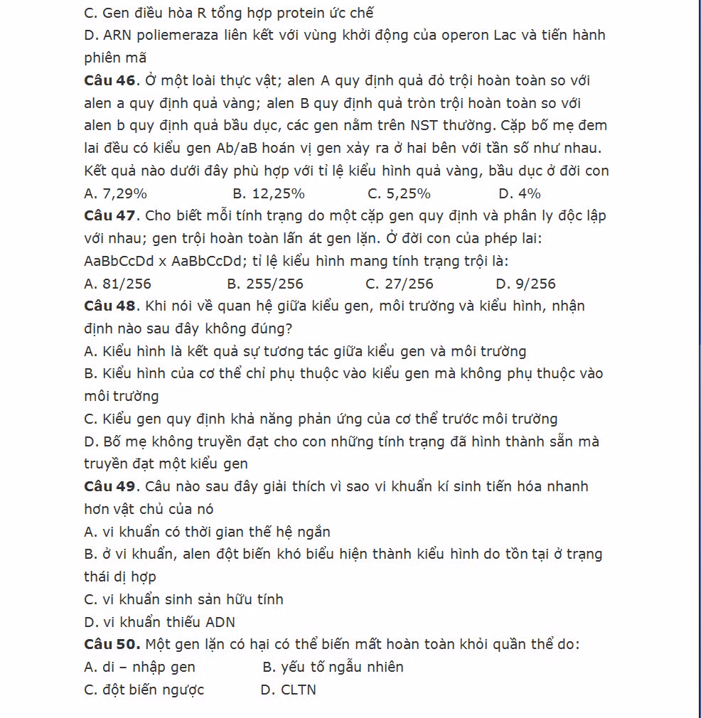 De thi thu THPT quoc gia mon Sinh chuyen DHSP HN nam 2015-Hinh-9