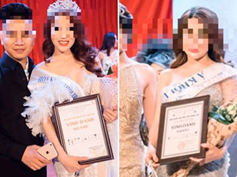Phạm Thị Thanh Hiền - Hoa khôi Thời trang Việt Nam 2017 và Nguyễn Thị Ngọc - Á khôi Sắc đẹp Việt Nam 2017 cũng vướng ồn ào đi khách. Ngày 15/8/2017, cả hai bị bắt khi đang bán dâm cho hai khách với giá 15 triệu đồng mỗi người. Ngoài bán dâm, cả hai còn môi giới bán dâm. Ảnh: Zing