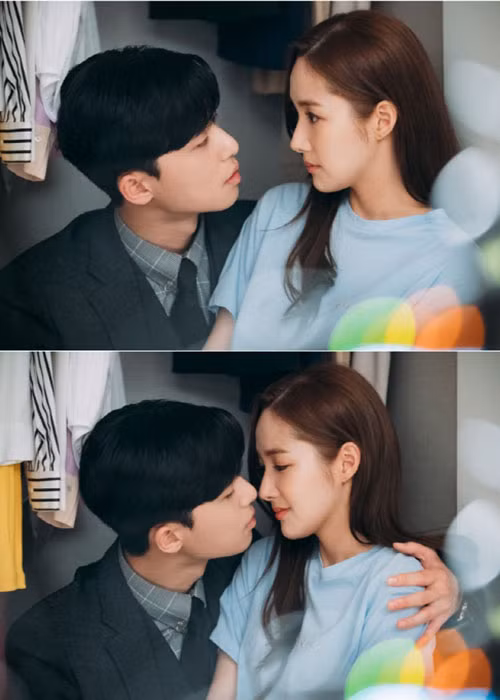 Trong phim, Park Seo Joon đóng vai chàng phó chủ tịch điển trai Lee Young Joon còn Park Min Young đảm nhận vai thư ký Kim Mi So. Ảnh: TVN