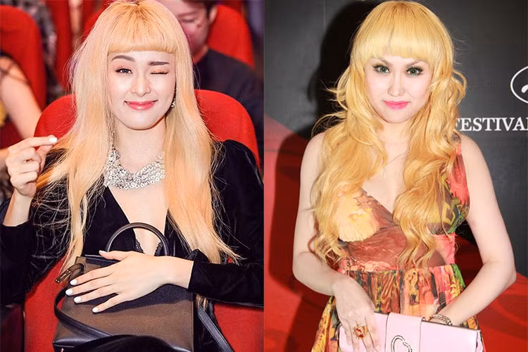 Gần đây, hot girl Hạ Vi nhuộm tóc vàng, để mái ngang. Hình ảnh mới nhất của Hạ Vi bị so sánh với Phi Thanh Vân. Ảnh: Vietnamnet