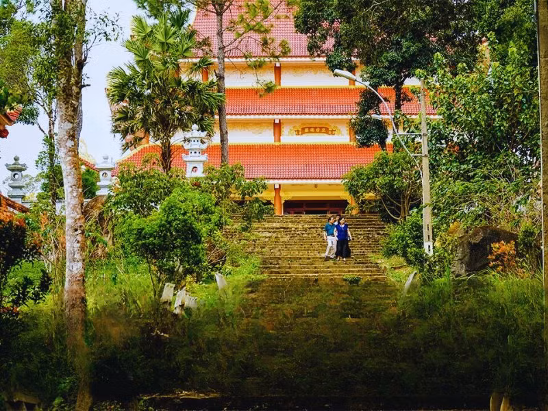 Chùa Khánh Lâm – Ngôi chùa giữa đại ngàn: Tọa lạc ở độ cao hơn 1.200m, nổi bật với kiến trúc Phật giáo truyền thống kết hợp với không gian núi rừng xanh ngát. Con đường dẫn vào chùa uốn lượn qua rừng thông, tạo nên trải nghiệm thư thái và bình an. Đây là điểm đến được nhiều du khách lựa chọn để chiêm bái và ngắm cảnh. Ảnh Internet