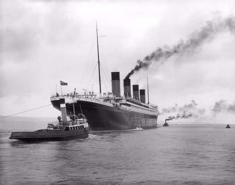Tàu Titanic rời Belfast để có chuyến đi thử nghiệm vào 2/8/1912. Ảnh: Interesting.