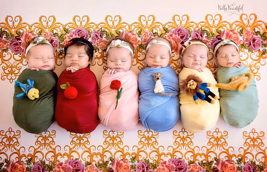 Bộ ảnh đáng yêu gồm sáu nàng công chúa nhỏ cùng diện những chiếc váy bồng bềnh với màu sắc khác nhau. Các bé được hóa thân thành Nàng Lọ Lem, Bạch Tuyết, Nàng tiên cá Ariel, Công chúa Belle, Công chúa Jasmine và Công chúa Aurora. Ảnh: BP.