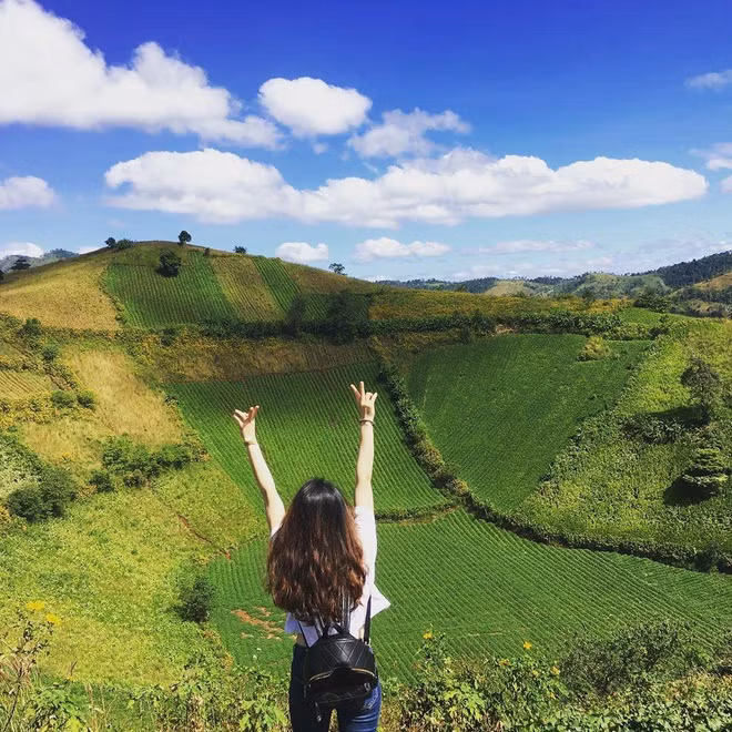 Nằm ở huyện Chư Păh, núi lửa Chư Đăng Ya là địa điểm hút khách trên bản đồ du lịch Gia Lai. Miệng núi lửa hình phễu đã dừng hoạt động cả triệu năm này cuốn hút nhiều bạn trẻ tìm đến check-in. Trên nền đất đỏ bazan màu mỡ ở đây, người dân địa phương khai khẩn, gieo trồng các loại cây lương thực như ngô, khoai, bí đỏ… tươi tốt. Vào mùa hoa dã quỳ, núi lửa Chư Đăng Ya như được khoác thêm áo mới bởi vô số vạt hoa vàng rực, bung nở hoang dại giữa núi đồi.