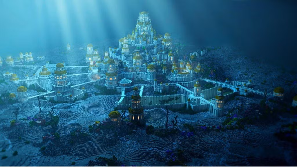 Theo những mô tả của nhà triết học Plato (triết gia Hy Lạp), Atlantis là một hòn đảo sở hữu rất nhiều những ngọn núi ở phía bắc, xuôi về phía nam là vùng đồng bằng rộng lớn, toàn bộ hòn đảo dài 555km và rộng 370km. Thành phố Atlantis được bao quanh bởi 5 vòng nước và 5 đường hầm chứa tàu. Con kênh lớn phía ngoài nối các vòng nước với đại dương. Mọi tuyến đường đến thành phố được bảo vệ bởi cổng và tháp. Bức tường bao quanh được xây dựng bằng đá đỏ, trắng và đen và trang trí kim loại quý.