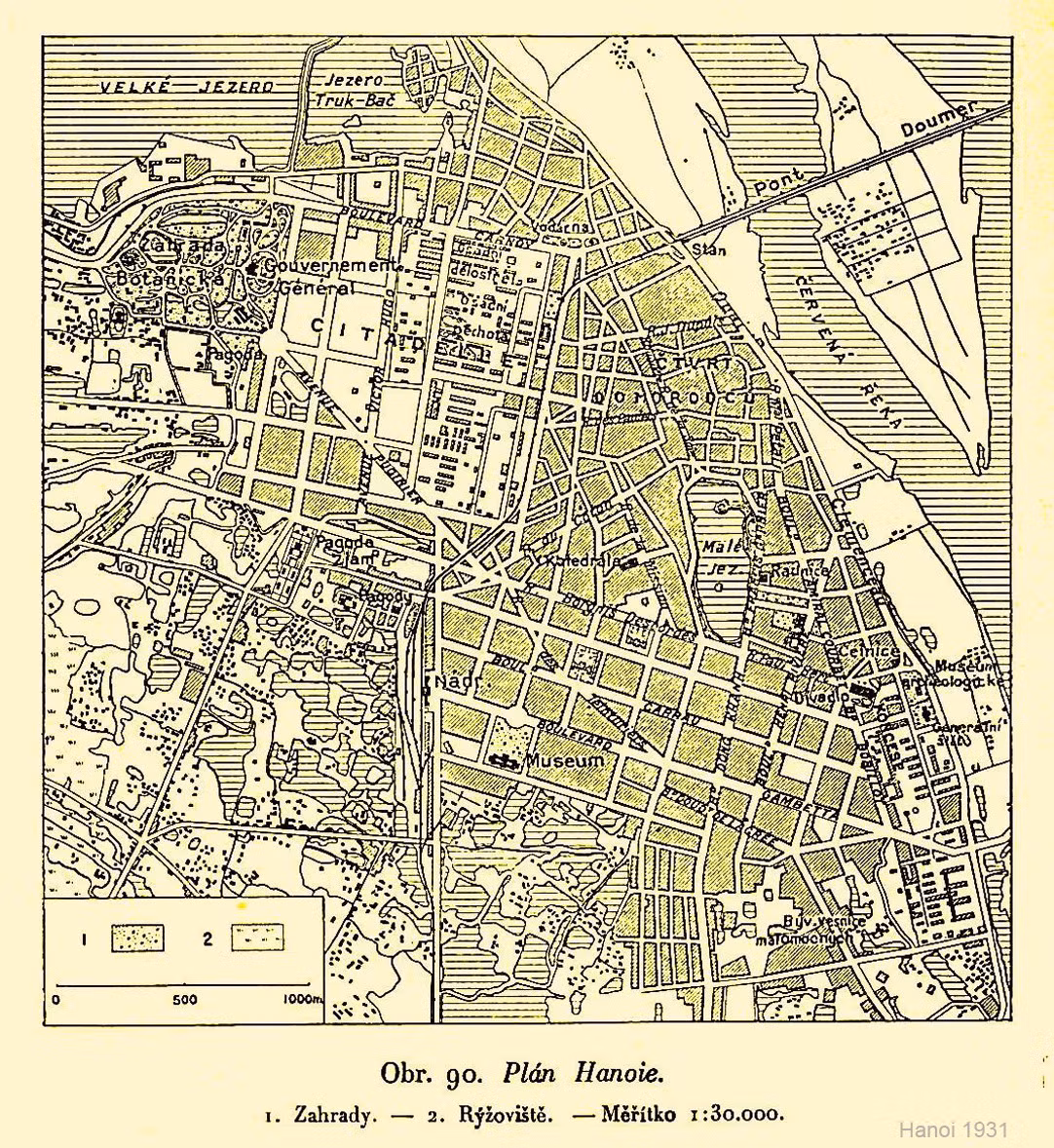 Bản đồ Hà Nội năm 1931, được xuất bản ở Cộng hòa Czech.