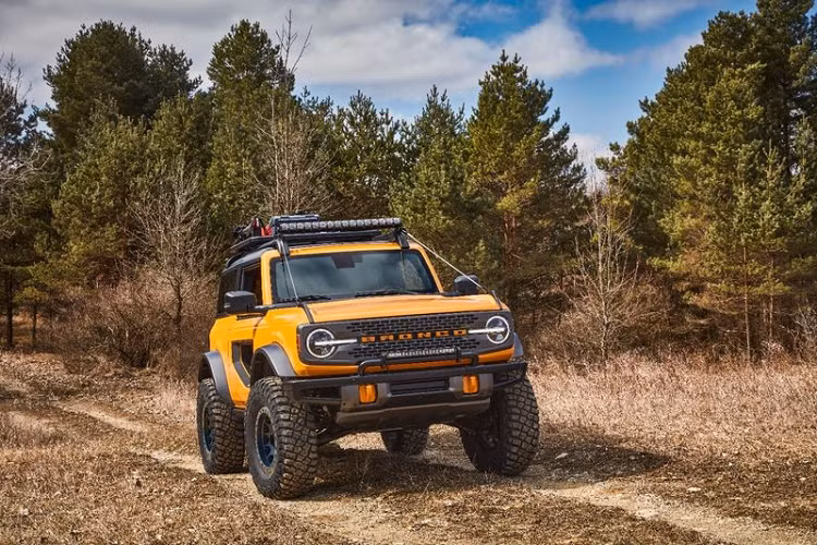 Bắt đầu với biến thể cơ sở nhất, Ford Bronco 2021 mới có các cửa dễ tháo lắp, các tấm mái panen và hệ thống 4x4. Ford cung cấp cho xe tùy chọn Sasquatch Package, bổ sung lốp cao su Goodyear Wrangler Territory LT 35 inch, bánh xe khóa hạt 17 inch, khóa vi sai trước/sau, hệ thống kiểm soát đường mòn Trail Control, các bánh răng 4,7, hệ thống treo tăng chiều cao gầm hiệu Bilstein và các vòm bánh xe tương ứng.