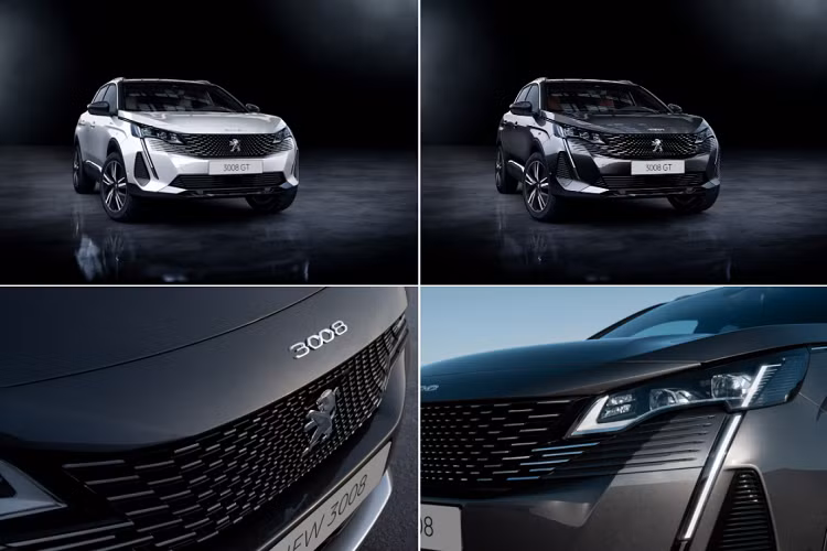 Phần đầu xe Peugeot 3008 2020 mới được tái thiết kế toàn bộ, với lưới tản nhiệt không viền, mở rộng sang hai bên và hòa lẫn vào thân xe. Cụm đèn pha cũng được tạo hình lại, có điểm nhấn là dải LED ban ngày kiểu "nanh hổ", kéo dài từ nắp ca-pô xuống sát cản trước.