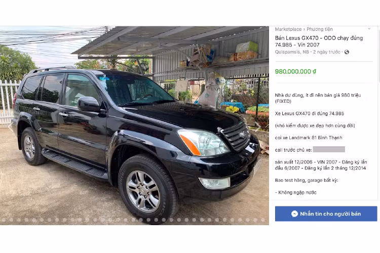 Xe sang Lexus GX470 cũ sử dụng động cơ xăng V8 DOHC, dung tích 4.7L hút khí tự nhiên (N/A) cho công suất tối đa 263 mã lực tại 5.400 vòng/phút và mô-men xoắn cực đại 437Nm tại 3.400 vòng/phút. Sức mạnh được truyền xuống bánh (4WD) thông qua hộp số tự động 5 cấp (5 AT).