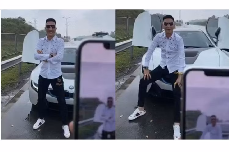 Chiều ngày 1/5/2020, thông qua trang mạng xã hội với hơn 870 nghìn lượt theo dõi của mình, "giang hồ mạng" Huấn "hoa hồng" đã livestream một đoạn video quay lại cảnh dừng siêu xe BMW i8 ngay trên cao tốc Hà Nội - Thái Nguyên. Tuy nhiên, chỉ ít phút sau đó, video này đã biến mất trên trang page của Huấn "hoa hồng". Nhưng một số cư dân mạng đã nhanh chóng chụp lại màn hình đoạn video này.