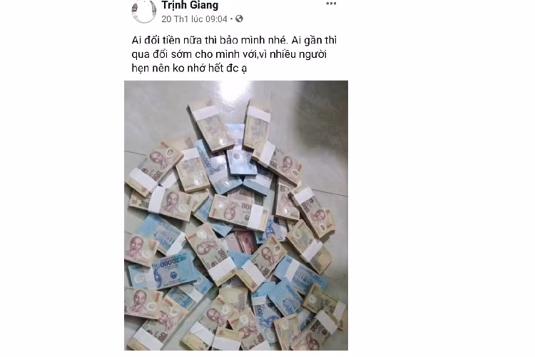 nhiều cá nhân trực tiếp đăng thông tin chào mời đổi tiền mới trên tài khoản riêng