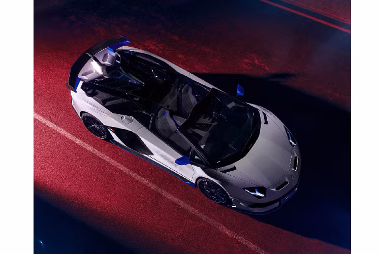 Aventador SVJ Roadster Xago Edition lấy cảm hứng từ các đám mây hình lục giác xung quanh cực bắc của hành tinh Sao Thổ, kết hợp với đó chính là họa tiết lục giác Hexagon quen thuộc thường được sử dụng làm nguồn cảm hứng thiết kế trên những mẫu Lamborghini hiện đại. Ngoại thất của xe được trang trí với các mảng họa tiết Hexagon được thiết kế theo dạng đậm nhạt đầy ấn tượng trên phần ngoại thất sáng màu. Phần họa tiết này đã mất tới 120 giờ để sản xuất và có hiệu ứng màu bạc đầy ấn tượng.