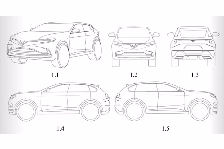 Bản vẽ mẫu xe crossover lai coupe rất thời trang của VinFast