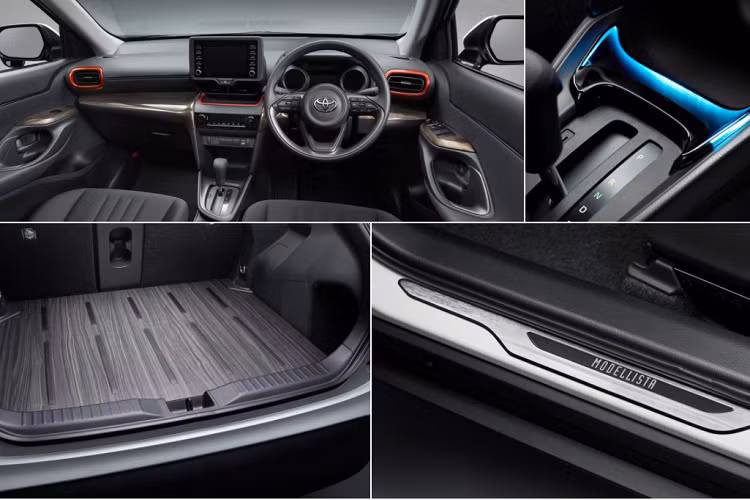 Đối với gói nâng cấp Modellista, mẫu crossover có những điểm mới trong nội thất. Cabin được trang trí bởi những điểm nhấn chrome và màu đỏ Bordeaux, bảng điều khiển trung tâm bổ sung thêm đèn chiếu sáng, các chi tiết ốp độc đáo hơn. Sàn khoang hành lý được làm bằng gỗ.