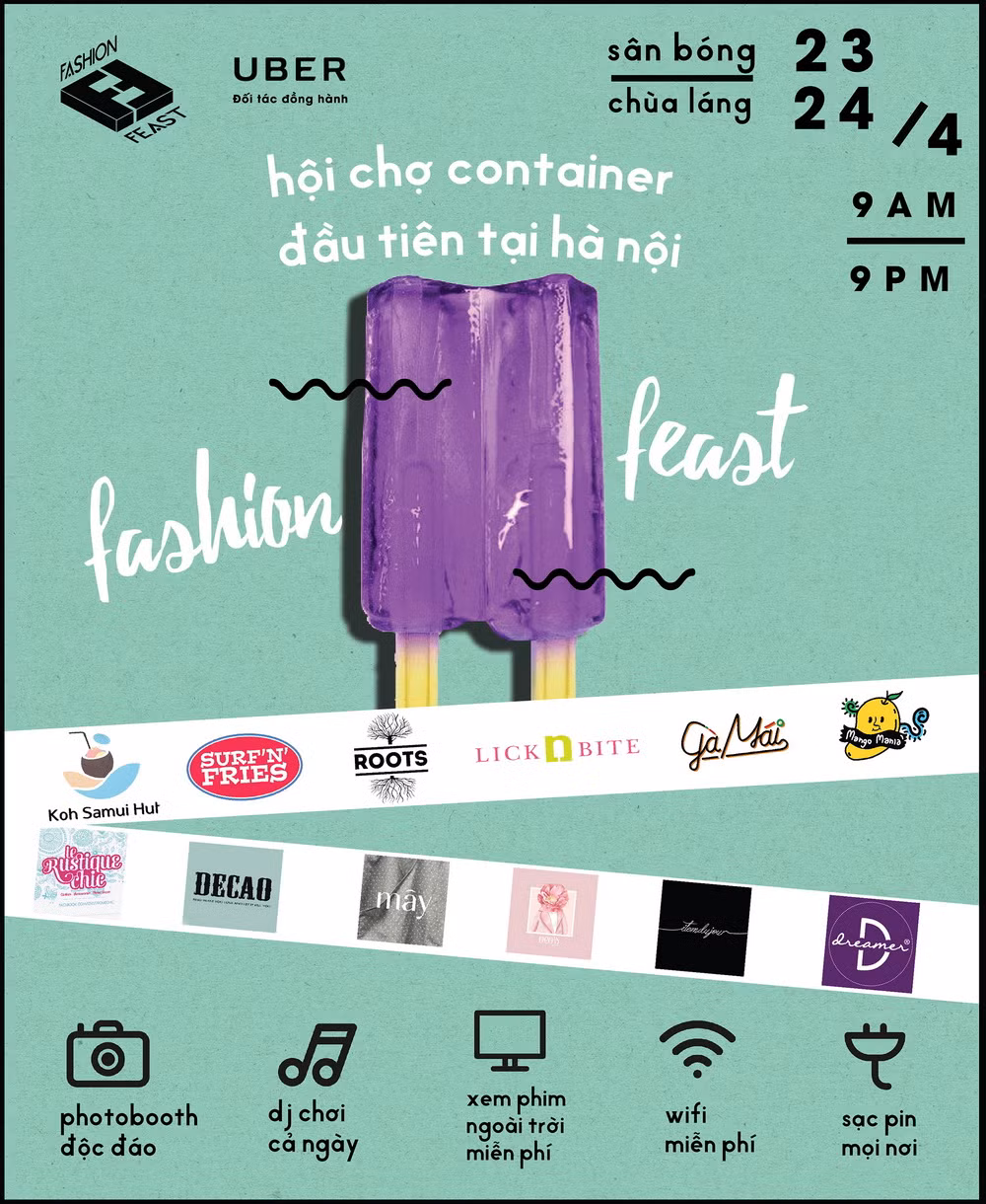 Fashion Feast mô hình Container có hơn 80 gian hàng để các bạn trẻ tha hồ lựa chọn và mua sắm. Với các tín đồ mê thời trang, hội chợ sẽ dành riêng khu trung tâm cho những ai mê đồ thiết kế "chất" và xịn".