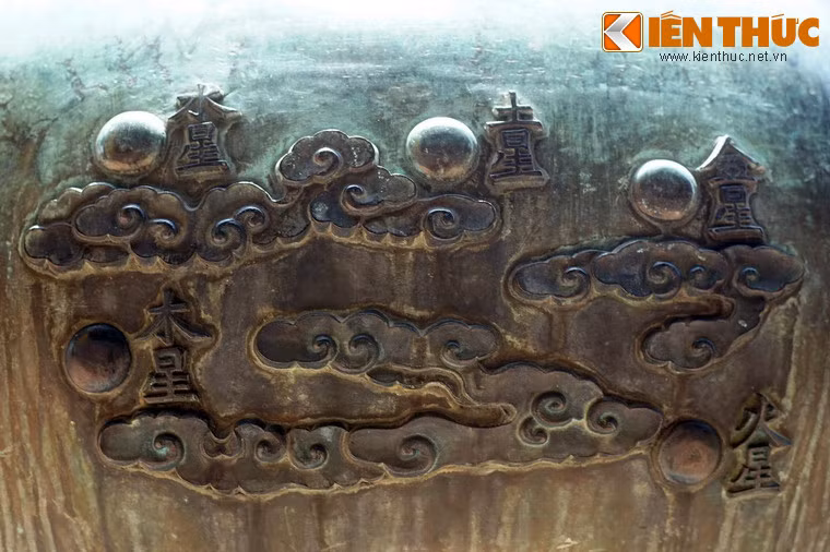 Chương đỉnh, chiếc đỉnh thứ ba có hình tượng "Mộc tinh, Hỏa tinh, Thổ tinh, Kim tinh, Thủy tinh", nghĩa là sao Mộc, sao Hỏa, sao Thổ, sao Kim, sao Thủy, các tinh tú có vai trò quan trọng trong thiên văn cổ phương Đông. Các thiên thể này cũng tương ứng với năm yếu tố của Ngũ hành, học thuyết giải thích sự vận hành vạn vật của người xưa.