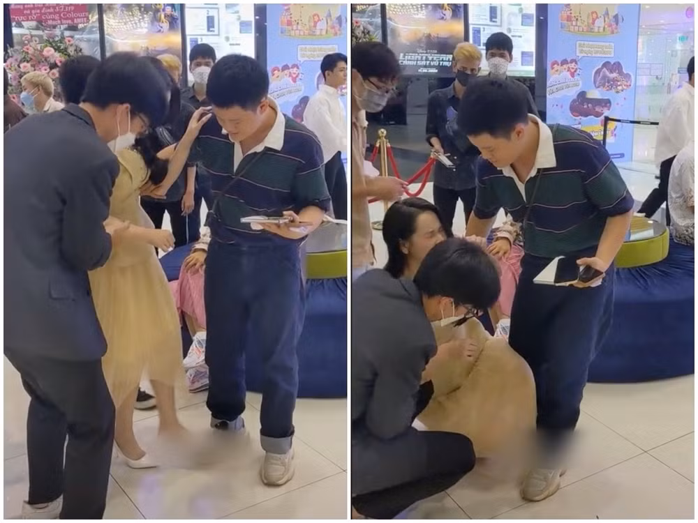 Một số khán giả chia sẻ, có thể do Trúc Anh mắc chứng tê chân, cộng thêm đôi giày cao gót chông chênh khiến chân cô mất sức không thể đứng vững được.