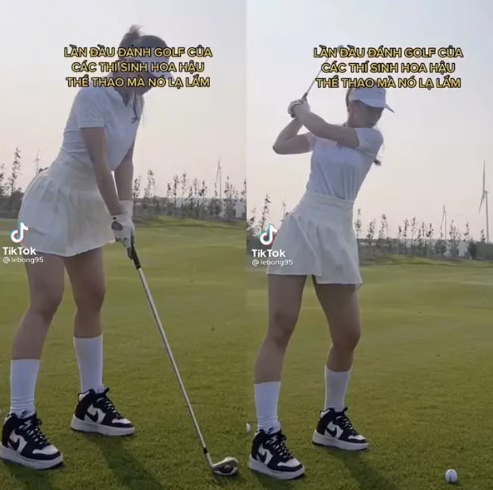 Mới đây, hot girl TikTok này còn lấn sang bộ môn golf đang hot khiến netizen càng đổ dồn sự chú ý.