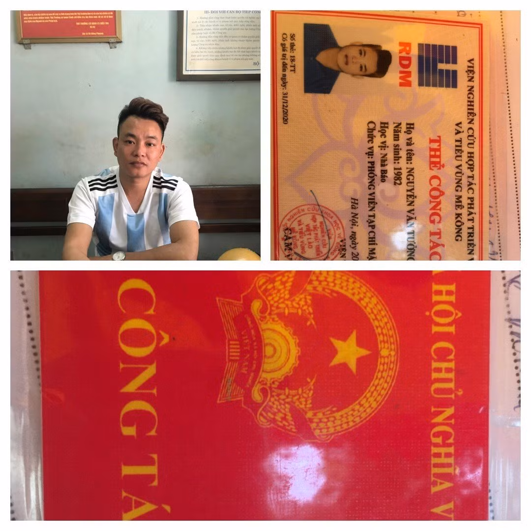 Hai thanh nien dung the nha bao gia de xin CSGT bo qua vi pham giao thong