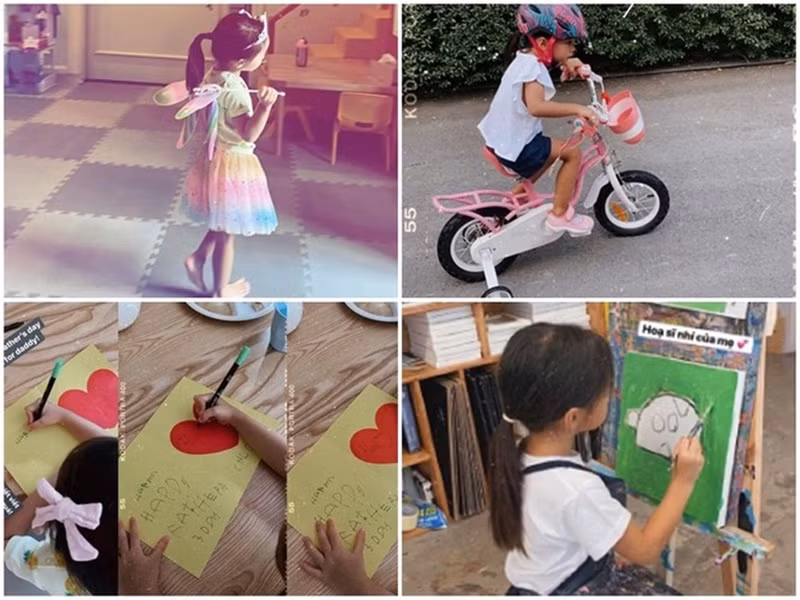 Bé Chloe thích vẽ, đạp xe, viết thiệp tặng bố mẹ.