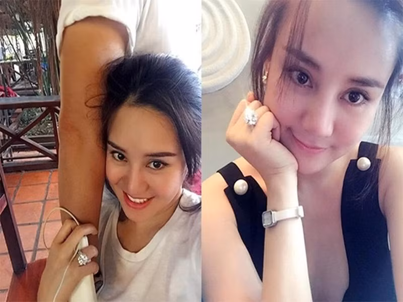 Theo Vy Oanh, chồng nắm toàn bộ quá khứ cũng như rất yêu thương cô. Nữ ca sĩ từng khoe chiếc nhẫn kim cương chồng tặng được cho là giống chiếc nhẫn trị giá hàng chục tỷ đồng mà Hồ Ngọc Hà từng sở hữu, hay chiếc đồng hồ hàng hiệu có giá từ vài triệu đến vài trăm triệu đồng. Ảnh: FBNV