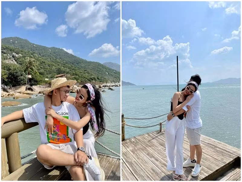 Sau đám cưới, trên trang cá nhân, nàng hậu thường xuyên khoe hình ảnh bên ông xã. Ảnh: FBNV