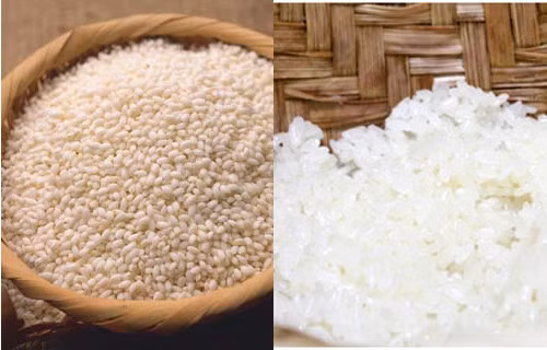 Người dân Sơn Đốc thường chọn loại nếp lúa mới, vừa thơm, vừa dẻo để làm bánh. Gạo ngâm vài tiếng, vo sạch rồi hấp cách thủy cho nếp chín. Ảnh: beptruong