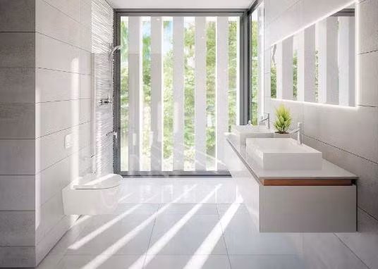 Phòng tắm tuy được thiết kế đơn giản nhưng không kém phần trang nhã, tinh tế.
