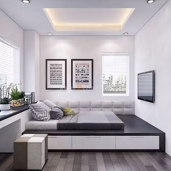 Các tone màu trầm cùng thiết kế tối giản mang đến cho không gian sự thoáng đãng.