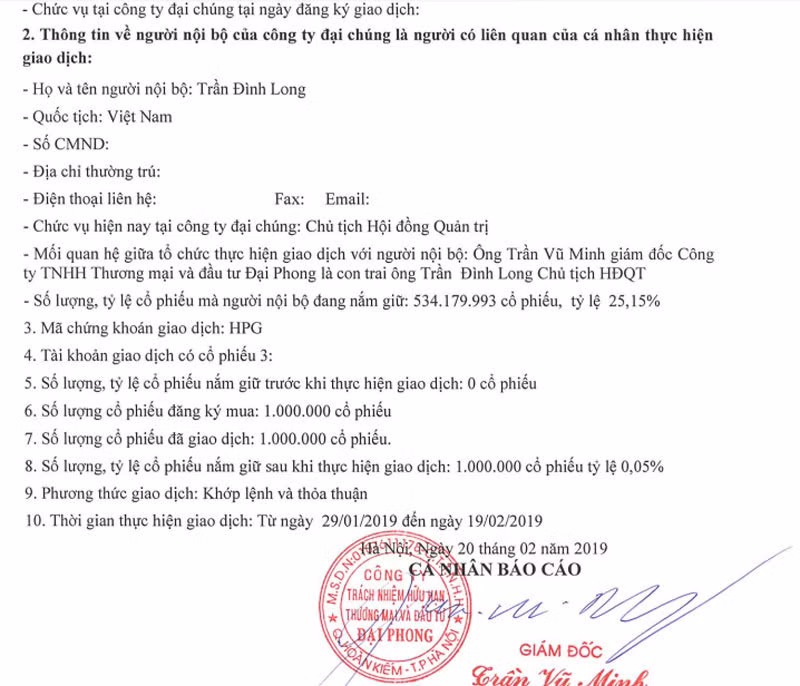 Con trai tỷ phú USD Trần Đình Long lần đầu trở thành cổ đông của Hòa Phát.
