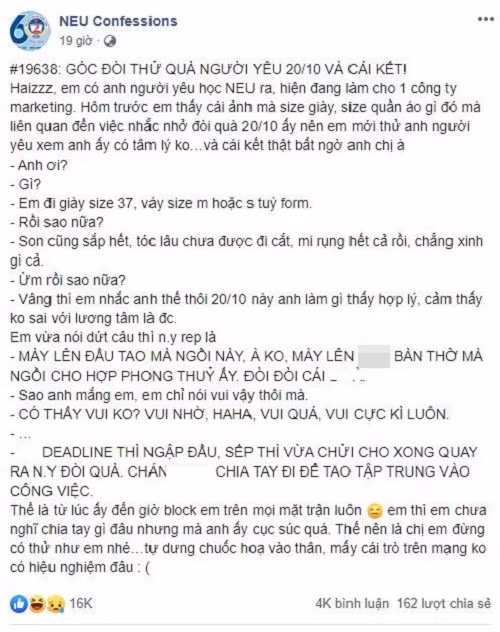 Thu doi qua nguoi yeu nhan dip 20/10, co gai nhan ket dang