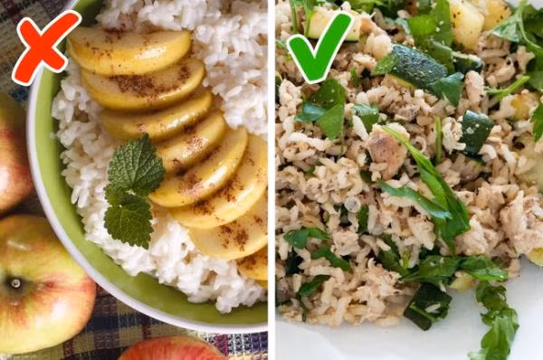Gạo trắng: Gạo trắng chứa nhiều carbs. Theo các nghiên cứu, sử dụng quá nhiều cơm cho bữa sáng sẽ gây ra vấn đề tiêu hóa vì nó có nhiều tinh bột và không có chất xơ thô.