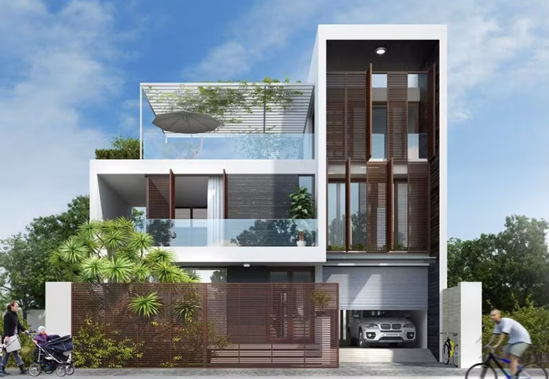Một ngôi nhà phố hiện đại là ngôi nhà thông minh, công năng sử dụng đạt mức tối đa. Khi diện tích đất ở thành phố chật hẹp và rất khó trong việc tạo ra một thiết kế phóng khoáng thì thiết kế một ngôi nhà ống hiện đại là một cách thông minh. Sử dụng ban công và cửa kính sẽ tăng diện tích cho ngôi nhà. Thiết kế hình khối dứt khoát mang lại sự phóng khoáng và hài hòa nhất. Thiết kế này có thể khai thác tối đa diện tích đất và đặc biệt sẽ khiến ngôi nhà trở nên thật đặc biệt.