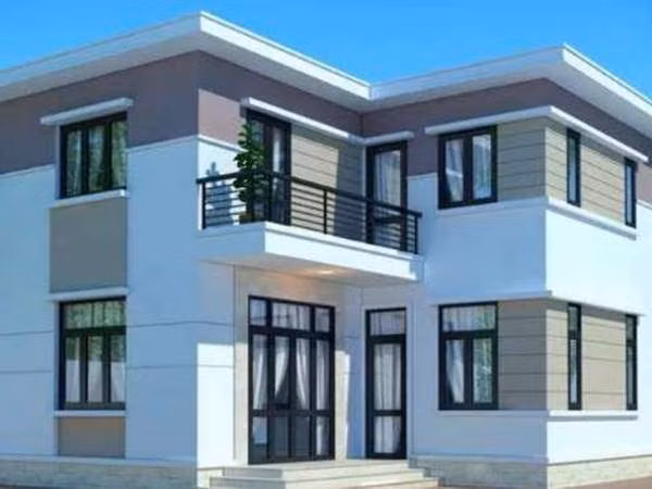 Căn nhà hình chữ L có ban công, bố trí phù hợp.