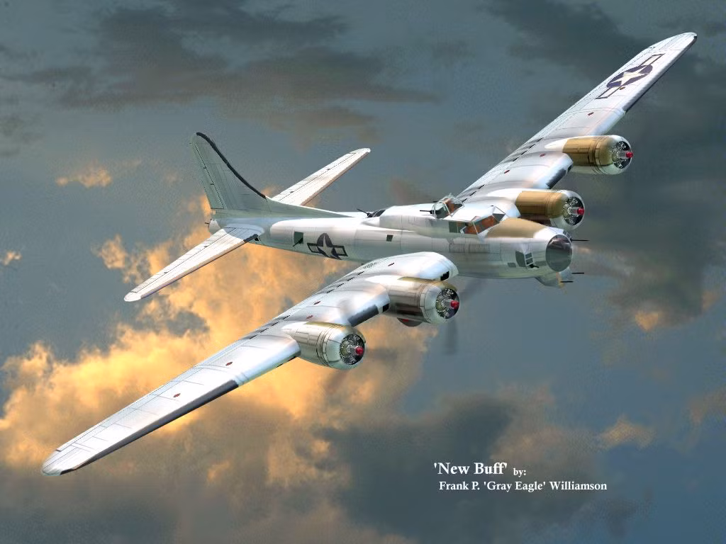 B-17 có chiều dài 22,6m, sải cánh 31,6m, chiều cao 5,8m. Trọng lượng rỗng của máy bay 16,3 tấn, trong khi trọng lượng cất cánh tối đa lên tới 29,7 tấn. Nguồn ảnh: wallpapersafari
