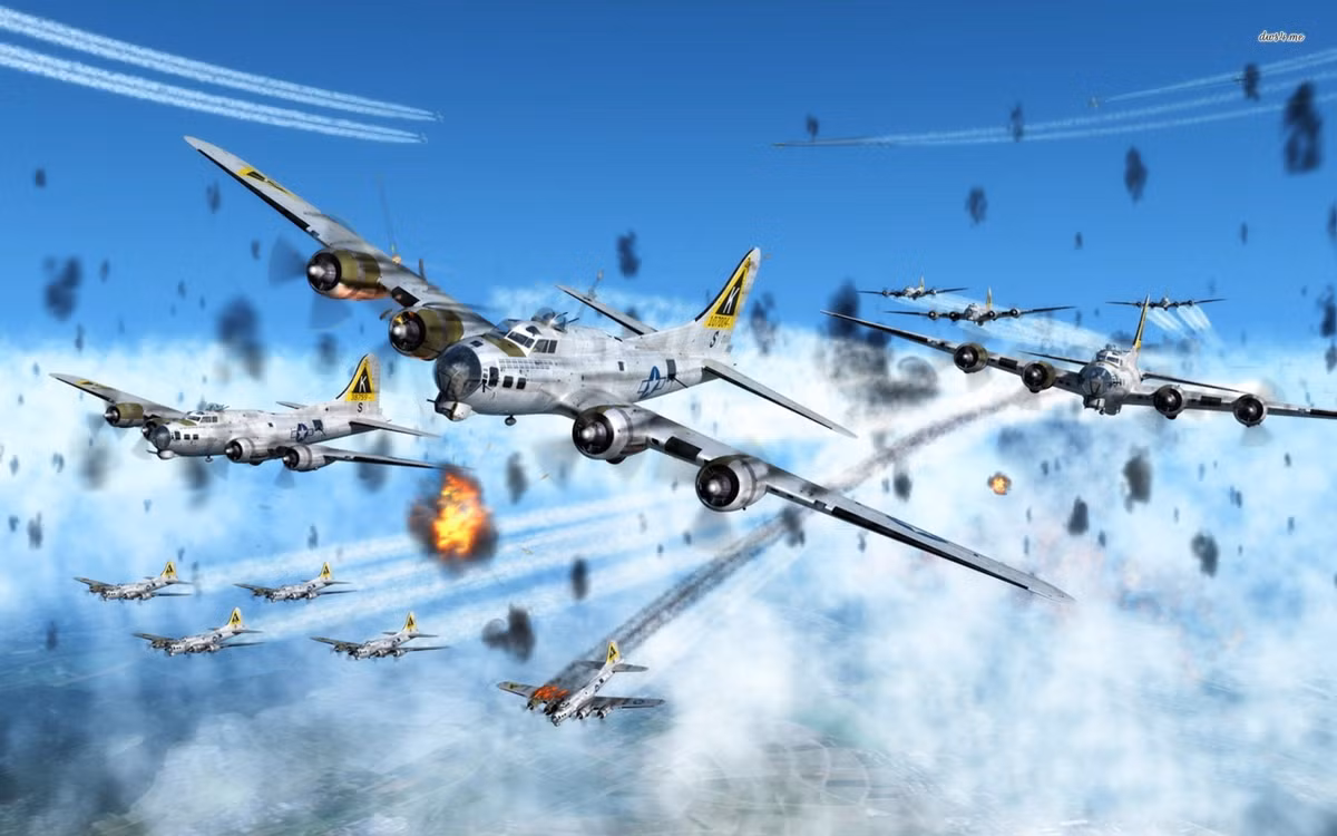 B-17 cũng tham gia, với quy mô hạn chế hơn, tại Mặt trận Thái Bình Dương, không kích vào tàu bè và sân bay Nhật Bản. Nguồn ảnh: WallDevil