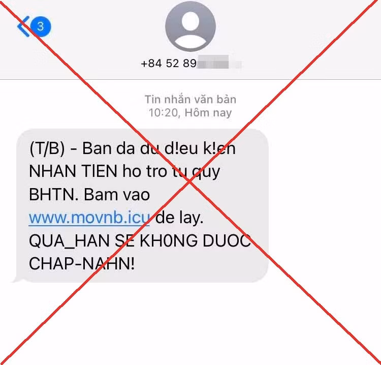 7. Tin nhắn chứa đường link lạ: Các đường link giả mạo có thể dẫn bạn đến trang web lừa đảo hoặc chứa phần mềm độc hại đánh cắp thông tin. Nếu không chắc chắn về nguồn gốc, đừng mở và hãy xóa ngay. (Ảnh: Báo Lao động)