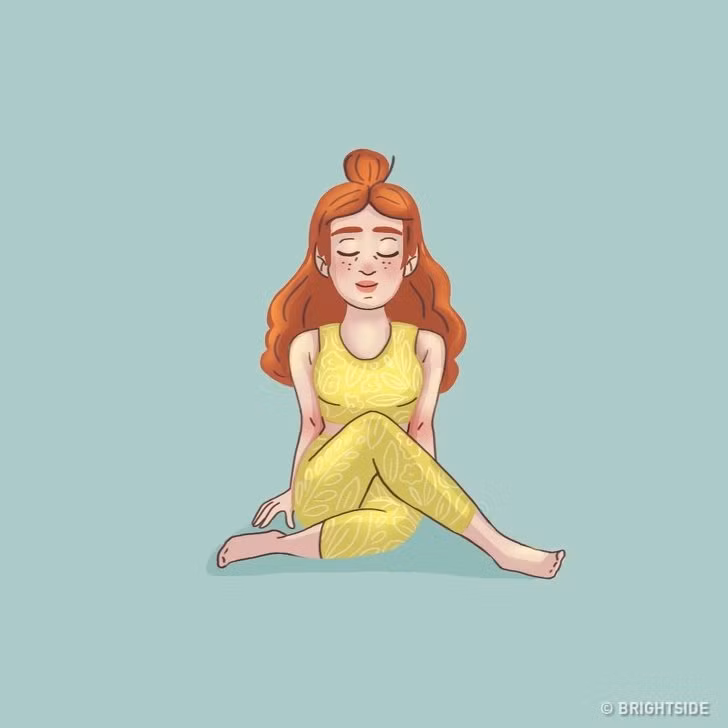  Tư thế đầu bò Ngồi trên mông và gập đầu gối. Di chuyển chân phải của bạn ra phía sau đầu gối trái và đặt nó trên sàn bên trái khung xương chậu của bạn. Hãy chắc chắn rằng 2 đầu gối được đặt trên nhau. Nhấc tay lên để giữ tư thế thẳng, sau đó đi xuống trong khi trải đều cân nặng lên khắp cơ thể. Giữ tư thế trong 30 giây. 