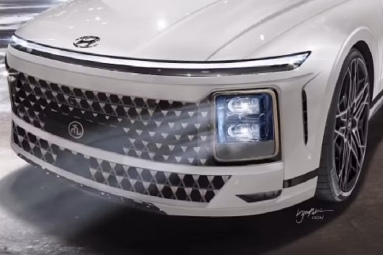 Quay trở lại với bản phác họa được đăng tải trên kênh YouTube, dường như Hyundai Grandeur phiên bản mới sẽ có thiết kế mặt trước tương đồng với mẫu MPV Staria, bao gồm bộ lưới tản nhiệt vuông vức cùng cụm đèn pha xếp tầng đặt dọc. Trong khi đó, khu vực đuôi xe lại mang hơi hướng tương lai hơn nhờ thiết kế lấy cảm hứng từ mẫu xe điện Lucid Air.