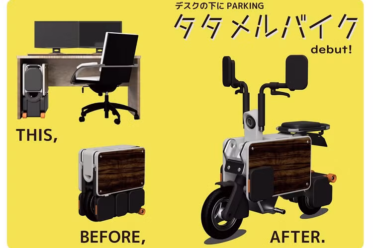 Cái gì nhỏ, có thể vận chuyển bạn đến nơi làm việc một cách kịp thời, và sau đó gấp gọn gàng đến mức nhét vừa vào dưới gầm bàn của bạn? Câu trả lời là Tatamel Bike siêu nhỏ gọn - một chiếc xe máy điện sắp được sản xuất của Nhật Bản.