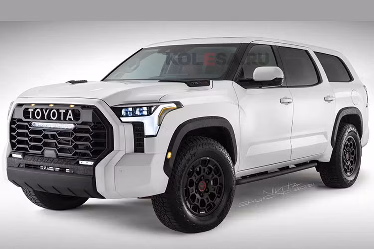 Chính vì thế, sau khi Tundra thế hệ mới ra mắt, nhà thiết kế Kolesa đã phác thảo hình ảnh của Toyota Sequoia 2022 mới thế hệ tiếp theo dựa trên Tundra. mẫu SUV Sequoia thế hệ mới hứa hẹn sẽ sở hữu thiết kế mạnh mẽ, góc cạnh và táo bạo hơn nhằm thu hút khách hàng yêu xe SUV cỡ lớn tại thị trường Bắc Mỹ.