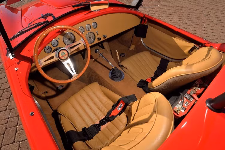 Nội thất xe được bọc da màu nâu. Logo Carroll Shelby có thể được tìm thấy ở bảng đồng hồ vòng tua, tốc độ… với cách bố trí S/C truyền thống. Ngoài ra, xe còn đi kèm bộ thảm thửa riêng cho phiên bản Cobra.