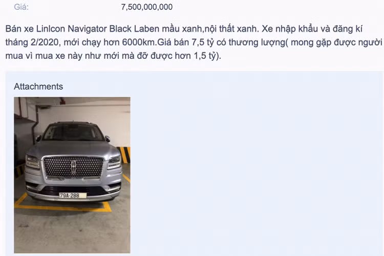 So với mức giá xe Linlcon Navigator 2020 chưa lăn bánh rơi vào khoảng hơn 8,5 tỷ đồng tại Việt Nam tại thời điểm mua mới đầu năm ngoái, có thể nói chủ nhân của chiếc Linlcon Navigator này đã chịu “lỗ” hơn 1 tỷ đồng, đấy là chưa bao gồm chi phí lăn bánh, bảo hiểm và các chi phí khác để ra “biển trắng” cho chiếc SUV full-size hạng sang của Mỹ.
