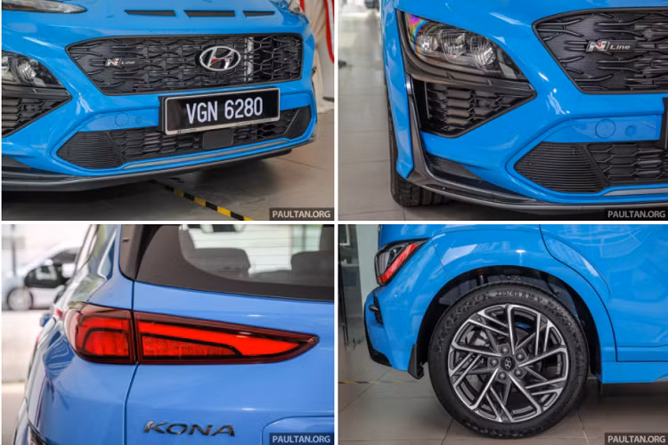 Bộ mâm hợp kim 18 inch trên Kona N Line có thiết kế cầu kỳ và bắt mắt hơn bản 1.6 Turbo với các chấu đan xen.
